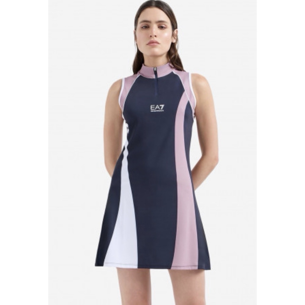 Emporio Armani EA7 Navy Tennis Pro Dress In Ventus7 Technical Fabric Size M $175